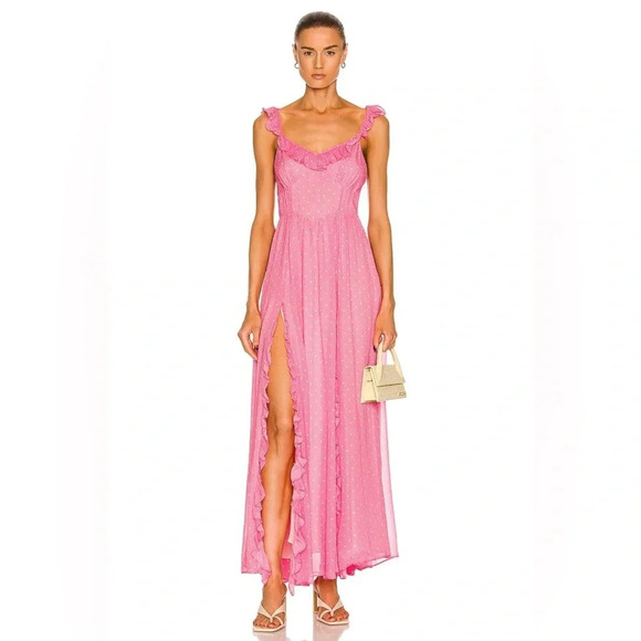 LoveShackFancy Junia Maxi Dress | Hot Pink Cherry | NEW | 2 - Picture 2 of 13